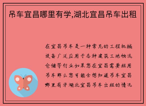 吊车宜昌哪里有学,湖北宜昌吊车出租